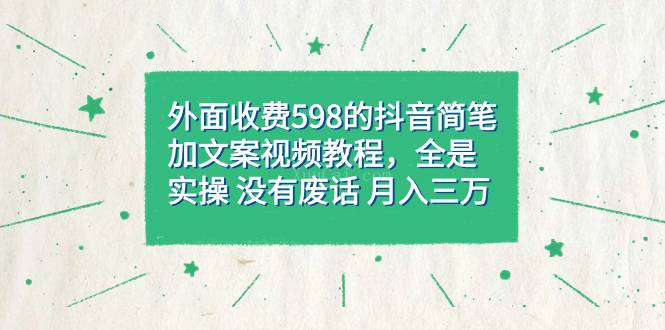 外面收费598抖音简笔加文案教程,全是实操 没有废话 月入三万(教程+资料)-续财库